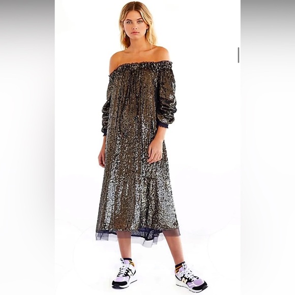 Free People Dresses & Skirts - Free People NWT Emilia Sequin Dress Blue Medium